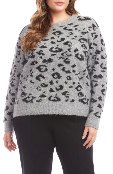 Metallic Leopard Crewneck Sweater (Plus)