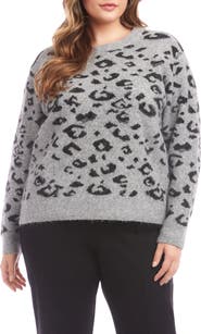 Karen Kane Metallic Leopard Crewneck Sweater