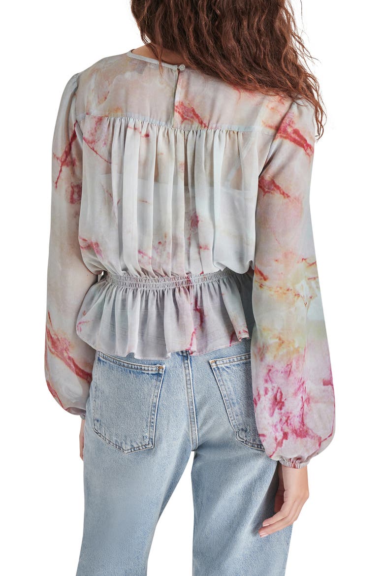 Pyper Ruched Satin Peplum Top, Alternate, color, MISTY ROSE