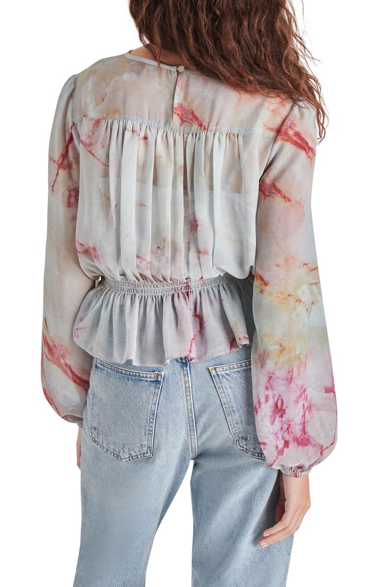 Steve Madden Pyper Ruched Satin Peplum Top, Alternate, color,