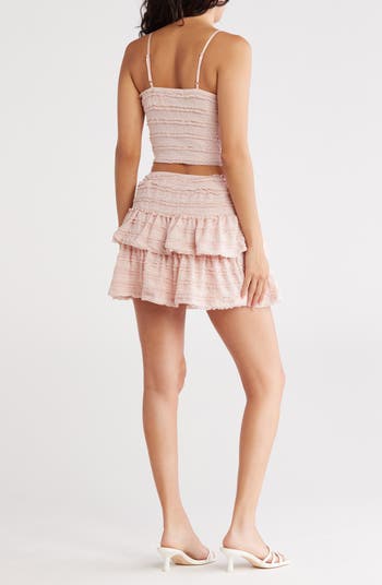 2-Piece Layered Lace Cami & Tiered Miniskirt Set