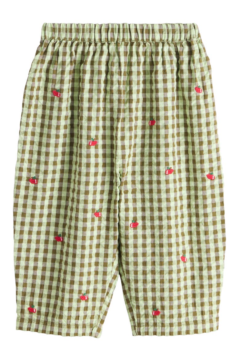 Kids' Embroidered Cotton Gingham Pants, Main, color, GREEN