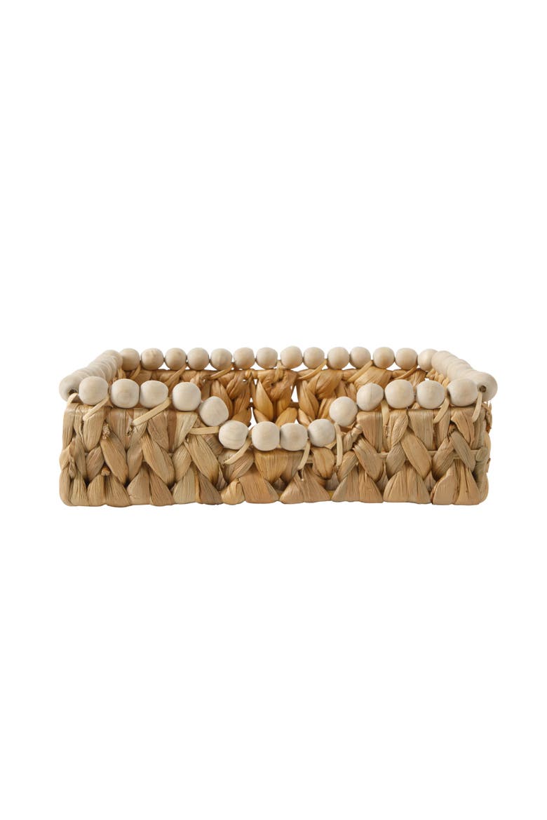 Woven Decorative Napkin Holder Tray, Water Hyacinth Square Basket, Alternate, color, Natural
