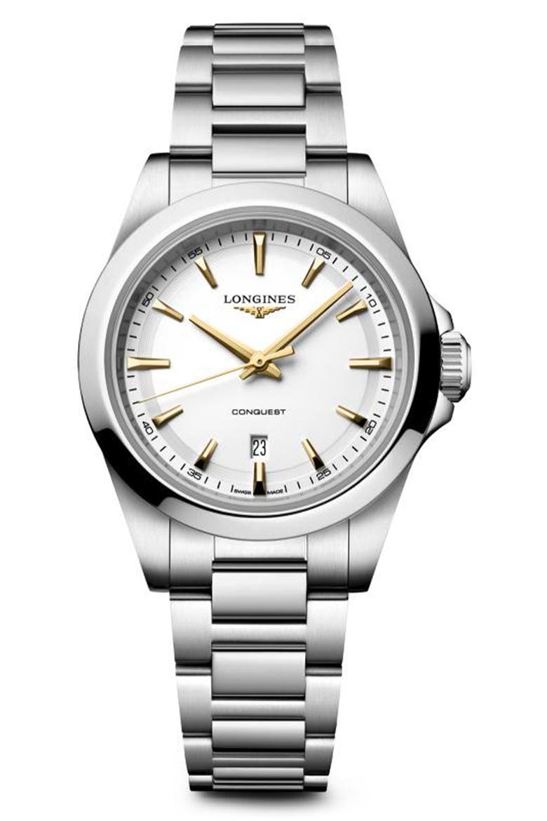 Conquest Bracelet Watch, 30mm, Main, color, WHITE