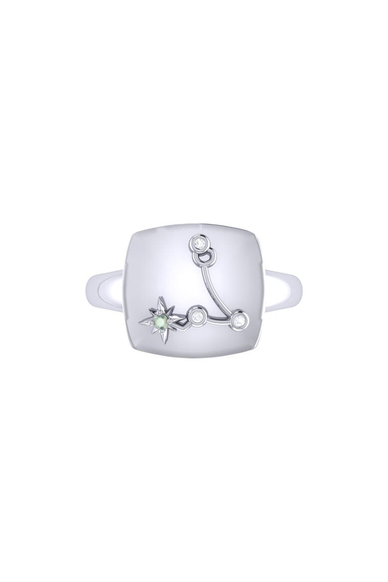 Pisces Aquamarine & Diamond Signet Ring in Sterling Silver, Alternate, color, Silver