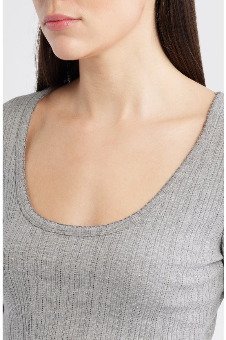 Paradise Pointelle Organic Cotton Blend Long Sleeve T-Shirt, Alternate, color, MEDIUM GREY HEATHER