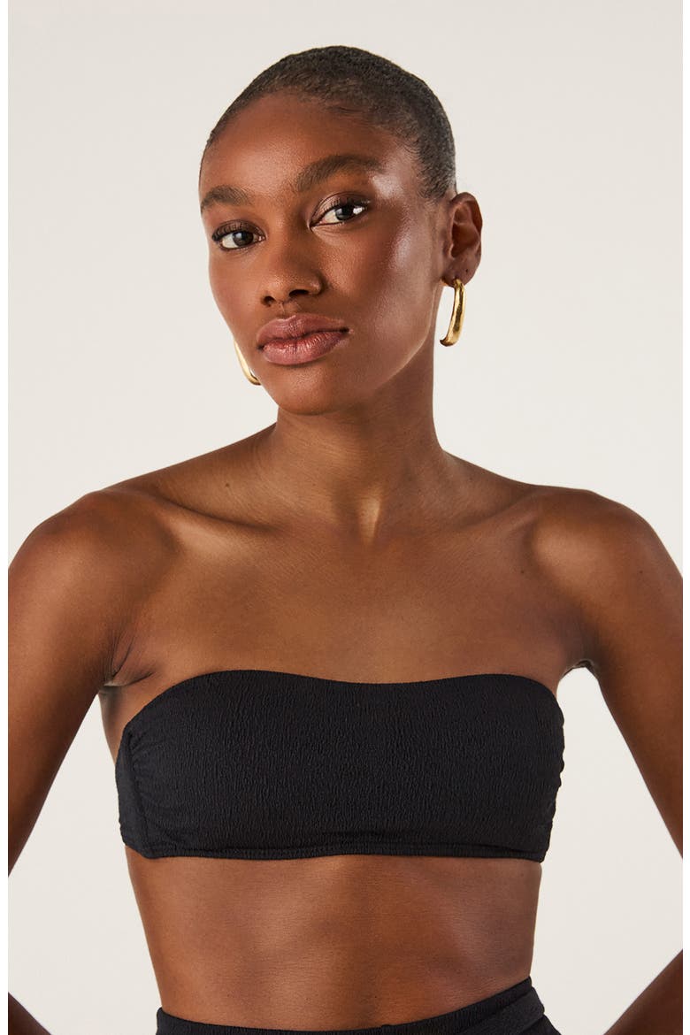 Rosie Bandeau Bikini Top, Alternate, color, BLACK