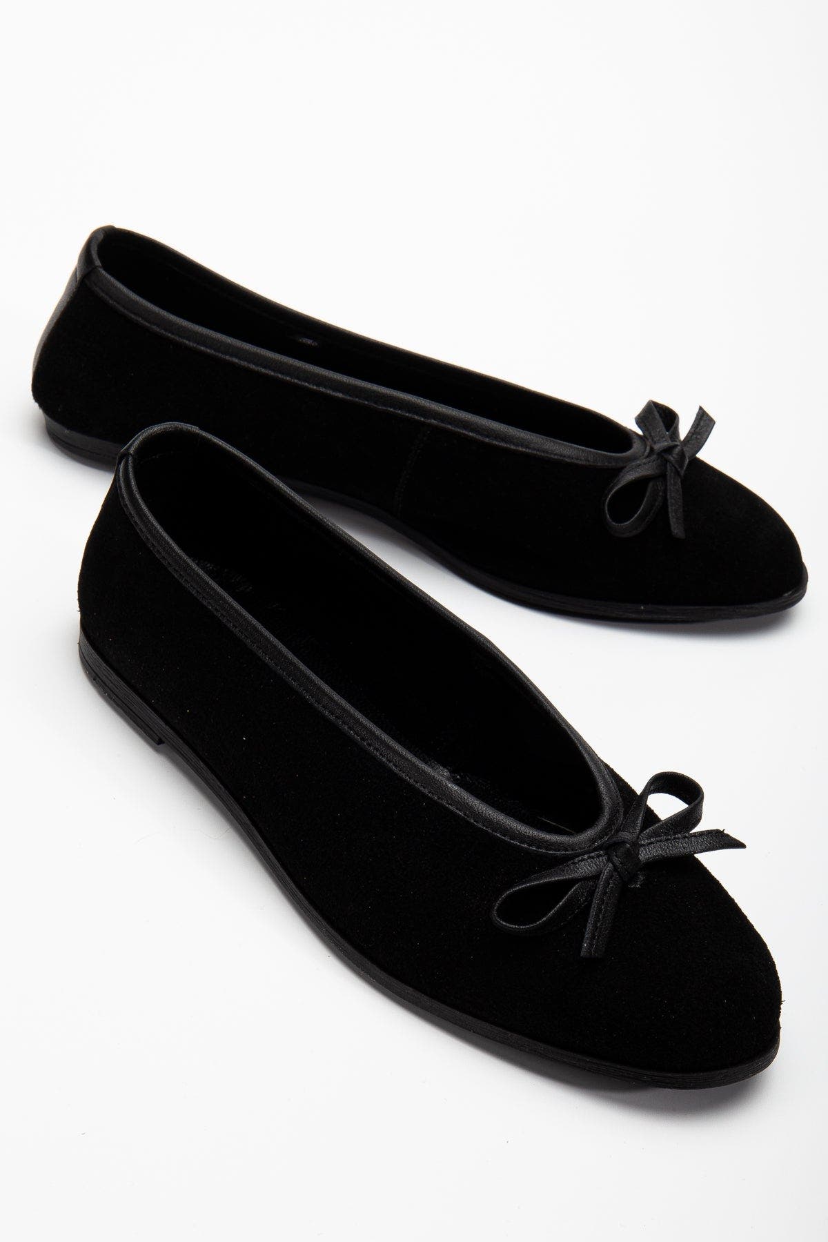 Forever & Always Shoes Freya Leather Ballerina Flats, Main, color, Black Suede Leather