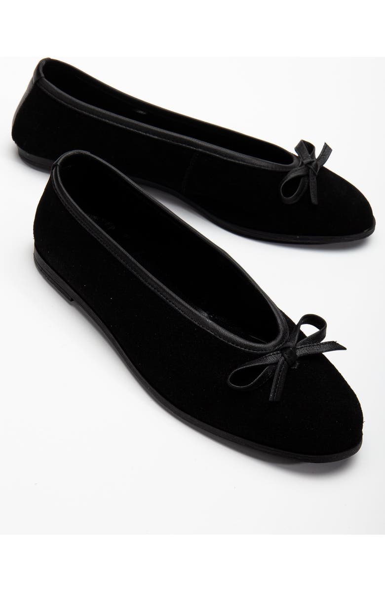 Forever & Always Shoes Freya Leather Ballerina Flats, Main, color, Black Suede Leather