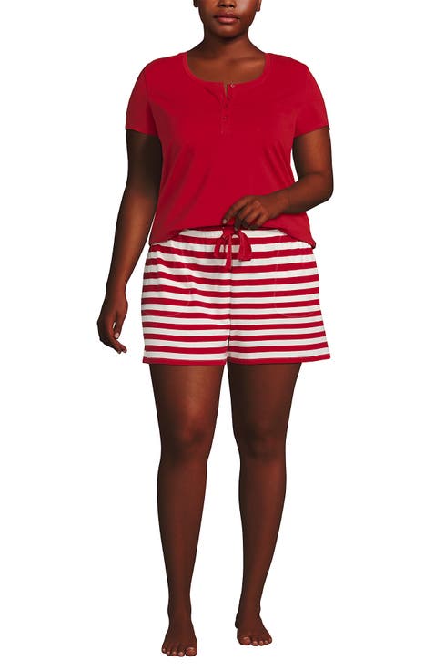 Knit 2 Piece Pajama Set - Short Sleeve Top and Shorts