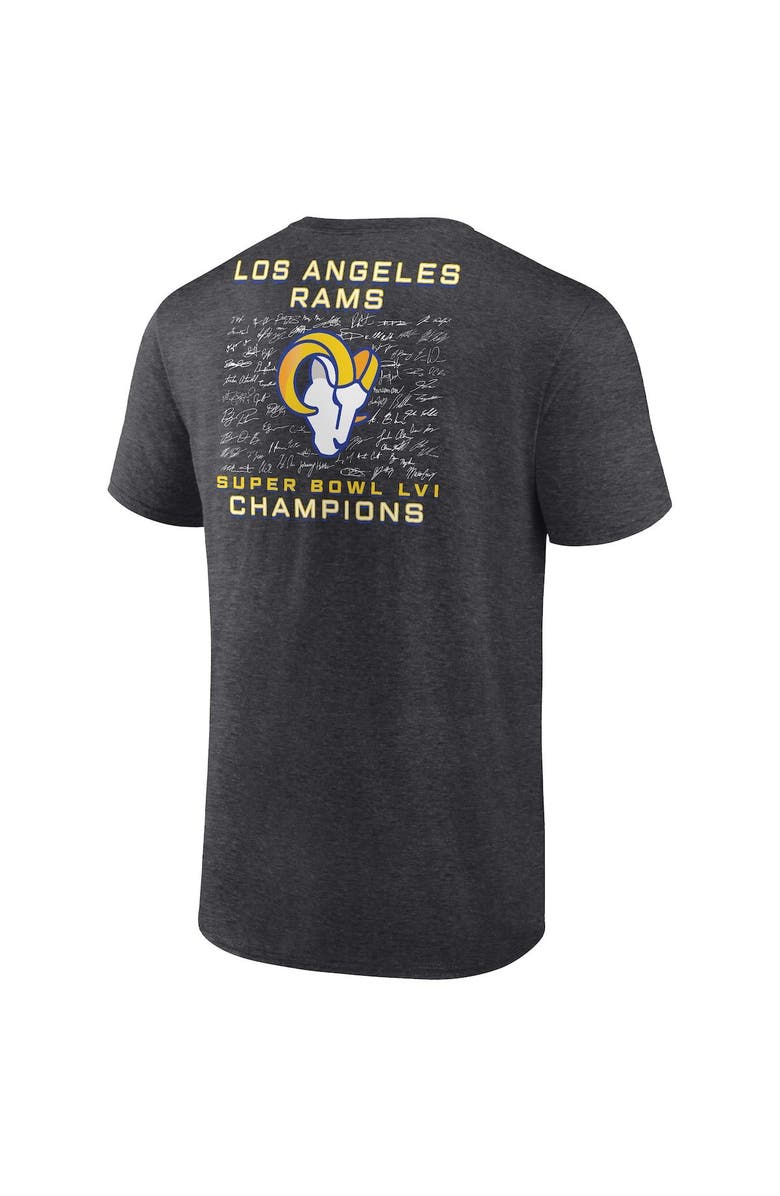 FANATICS Men's Fanatics Branded Heathered Charcoal Los Angeles Rams Super Bowl LVI Champions Roster Signature T-Shirt, Alternate, color, 