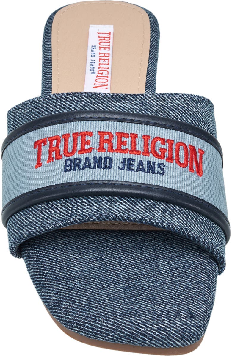 True Religion Remy Logo Band Sandal, Alternate, color, Denim