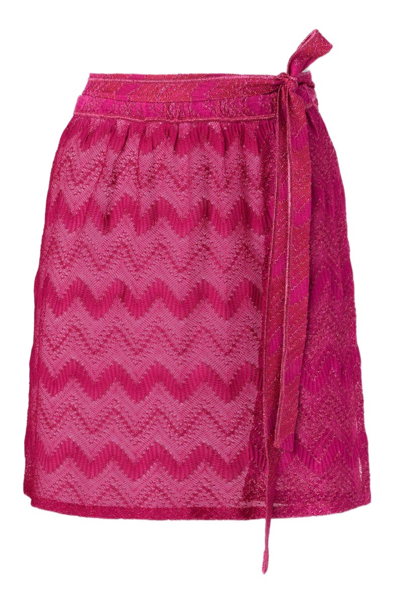 Missoni Wrap Cover-up Miniskirt In Zig Zag Lamé Viscose, Alternate, color, Purple