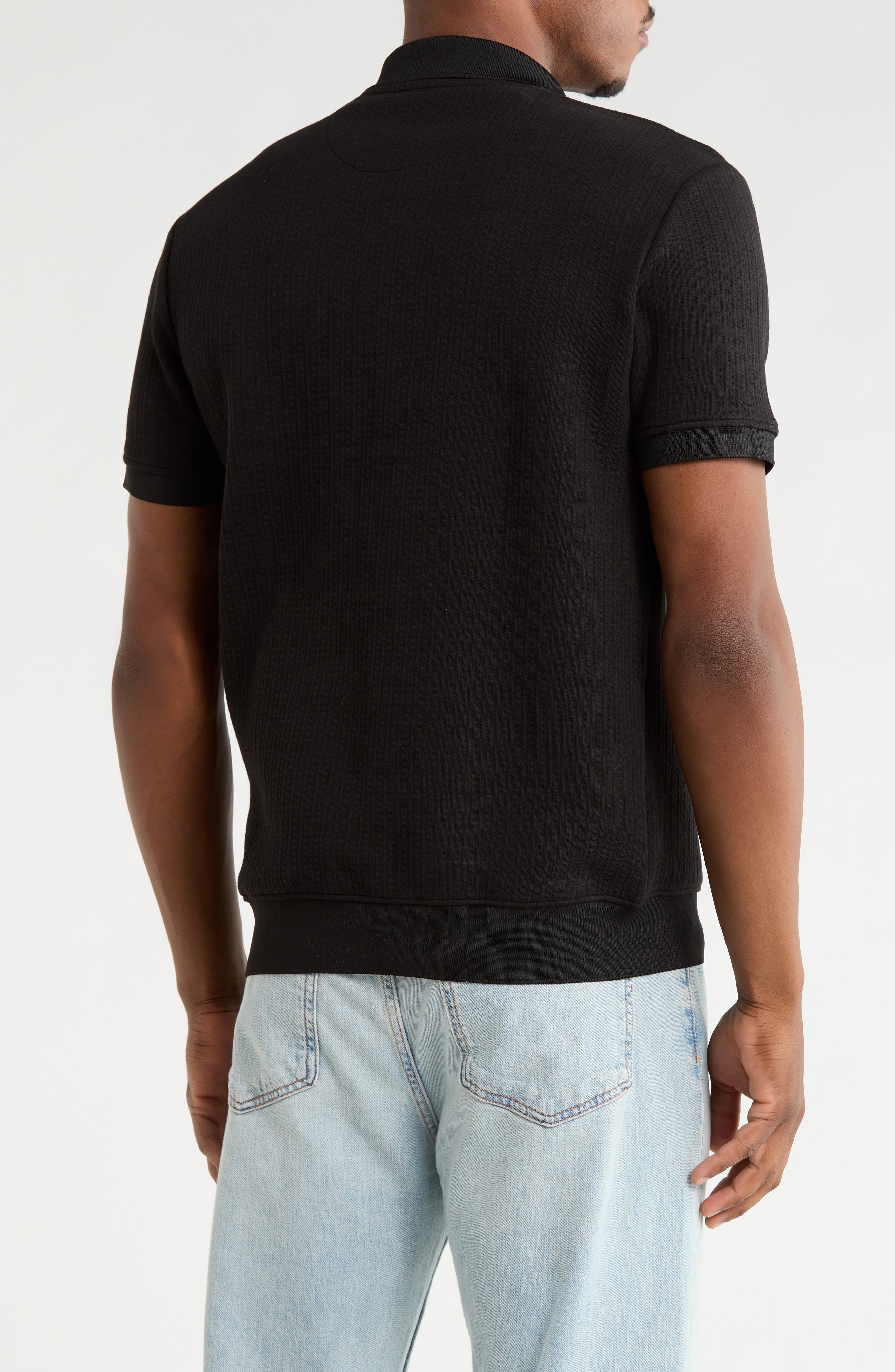 Quarter Zip Textured Knit Polo - image 2