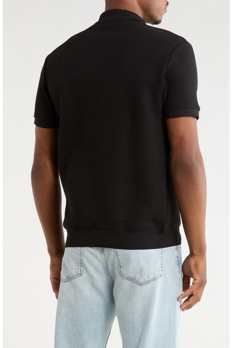 Quarter Zip Textured Knit Polo, Alternate, color, BLACK TEXTURED