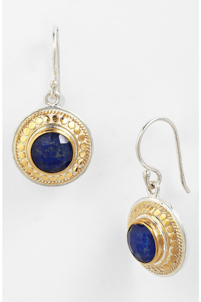 'Gili' Wire Rimmed Drop Earrings, Main, color, GOLD/ LAPIS