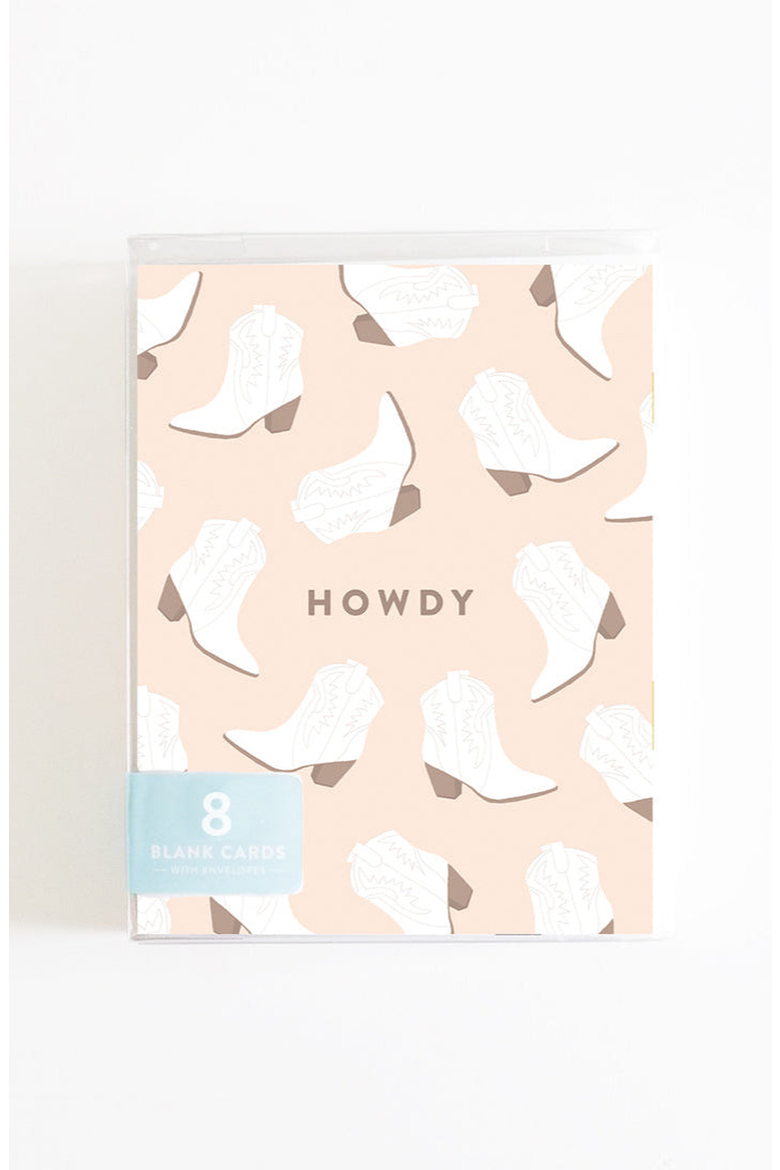 Boxed Set of 8 Howdy Greeting Cards, Alternate, color, Pink / White