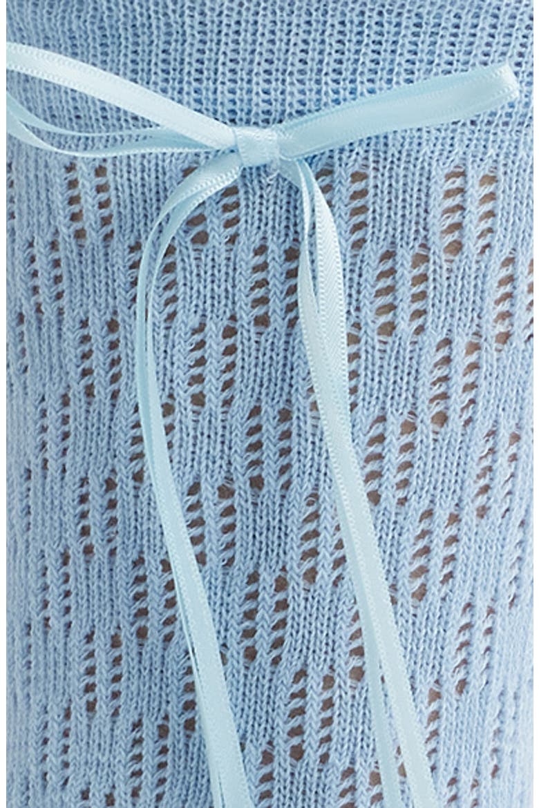 Charma Tie Pointelle Crew Socks, Alternate, color, BLUE