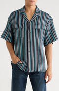 Scotch & Soda Relaxed Fit Stripe Short Sleeve Button-Up Shirt