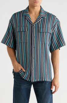 Scotch & Soda Relaxed Fit Stripe Short Sleeve Button-Up Shirt