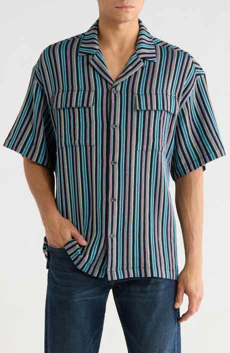 Scotch & Soda Relaxed Fit Stripe Short Sleeve Button-Up Shirt