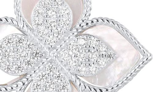 Suzy Levian Pavé Cubic Zirconia Floral Drop Huggie Hoop Earrings