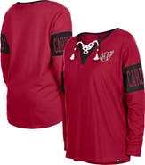 New Era Women's New Era Cardinal Arizona Cardinals Lace-Up Notch Neck Long Sleeve T-Shirt