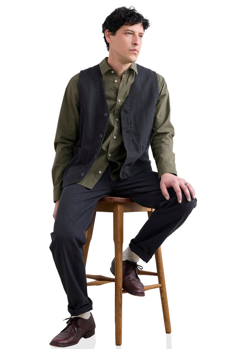 Tollgate Linen & Organic Cotton Waistcoat, Alternate, color, INKWELL