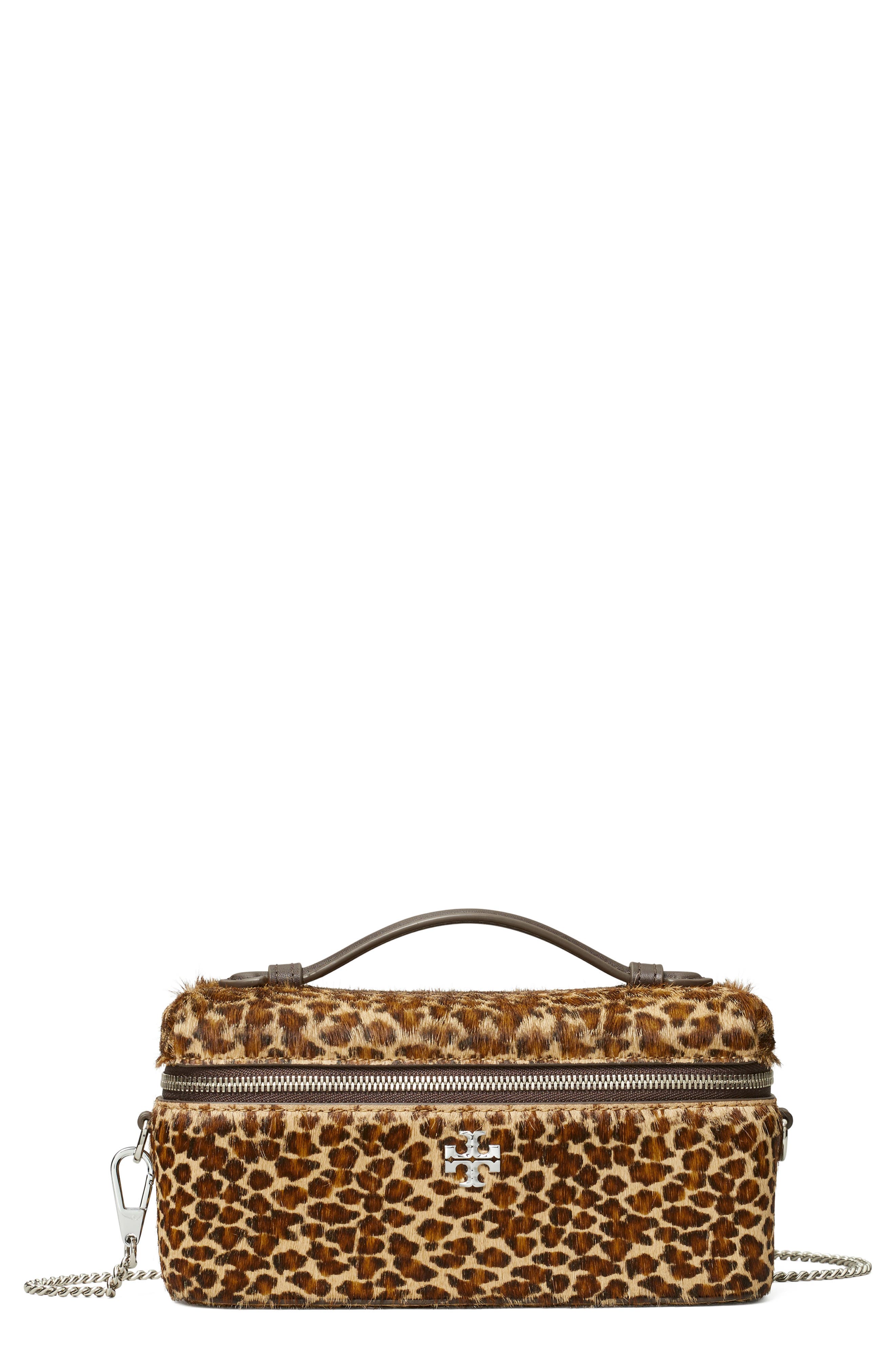 Tory Burch Kira East/West Vanity Case, Main, color, Leopard Multi Calf Hair