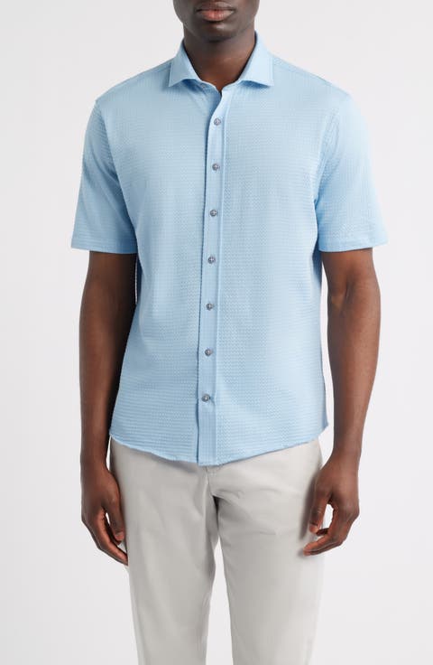 Surfsucker Knit Short Sleeve Button-Up Shirt