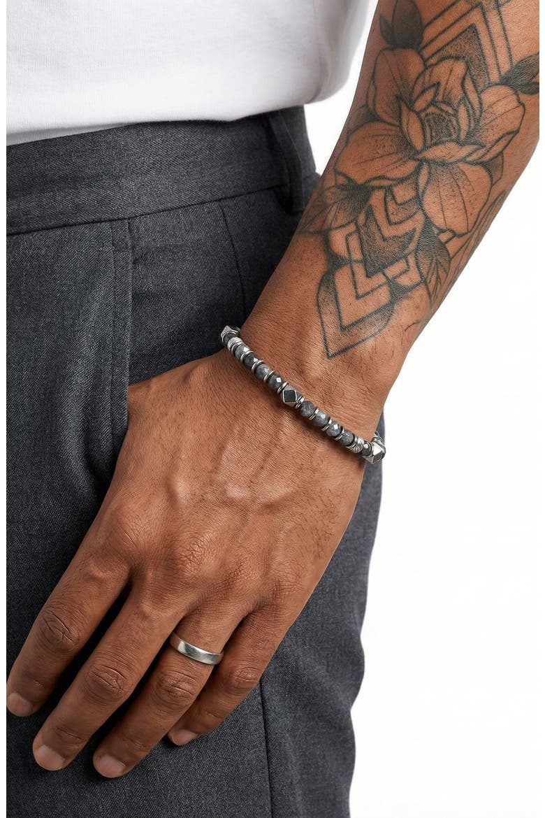Men's Asher Labradorite Beaded Bracelet, Alternate, color, SILVER