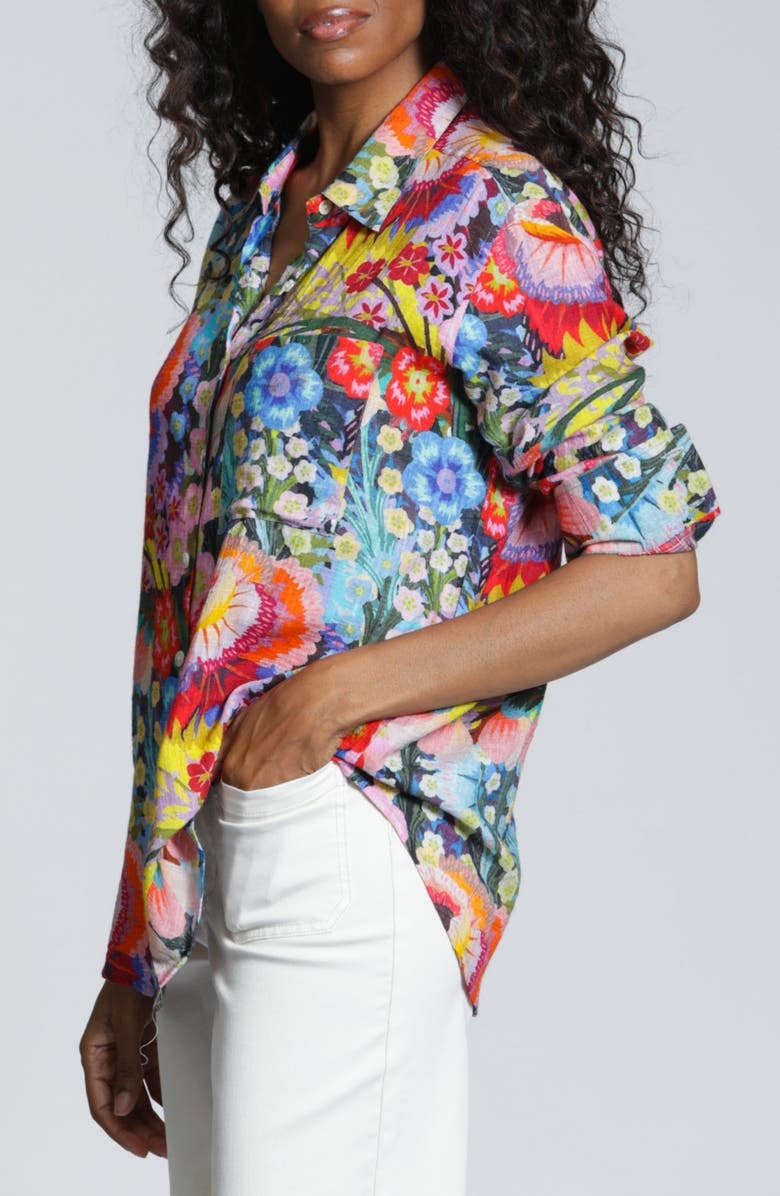 APNY Floral Print Woven Shirt, Alternate, color, Blue Multi