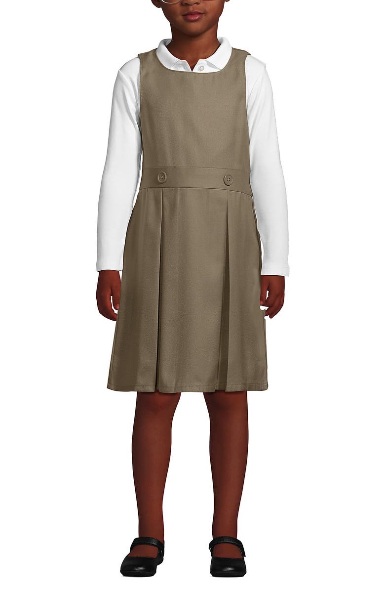 Lands' End Girls Uniform Solid Jumper, Main, color, Khaki