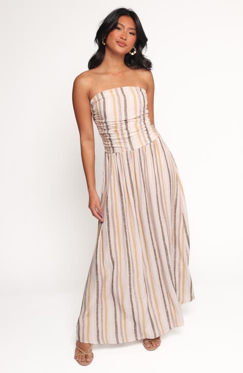 Jimena Stripe Strapless Maxi Dress