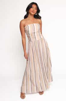 Petal & Pup Jimena Stripe Strapless Maxi Dress