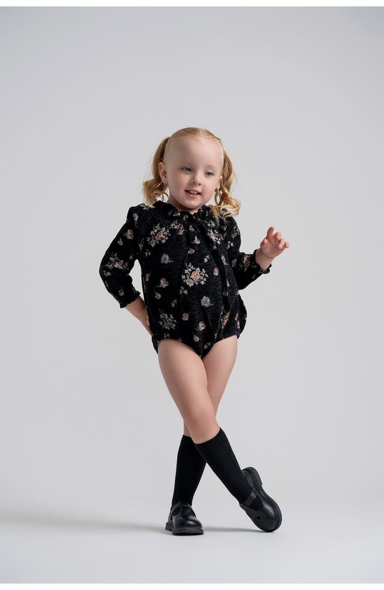 Space Grey Floral Brocade Velvet Bubble, Alternate, color, Black