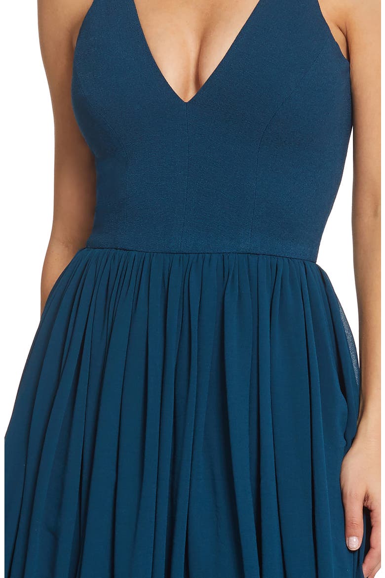 Alicia Mixed Media Midi Dress, Alternate, color, PEACOCK BLUE