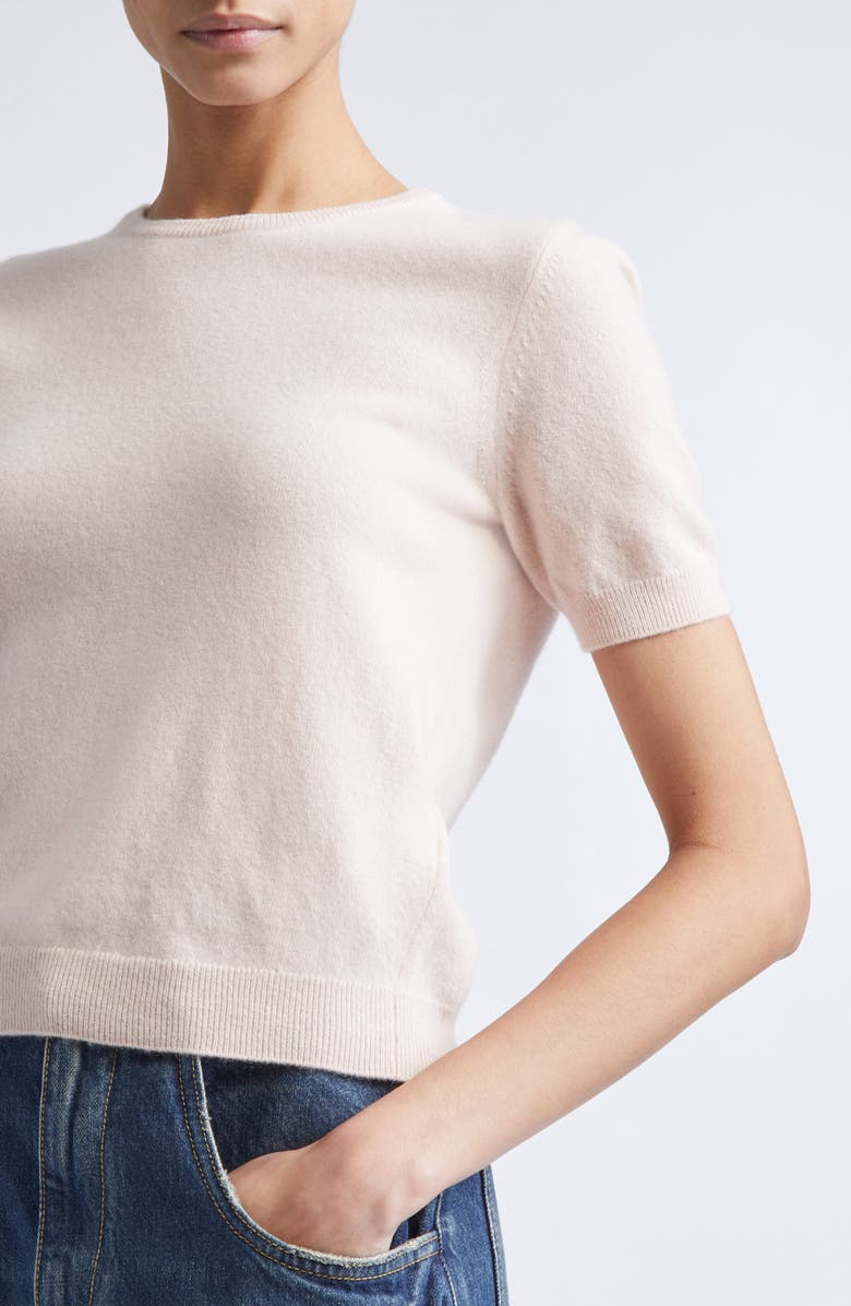 Maison Margiela Short Sleeve Virgin Wool Crewneck Sweater, Alternate, color, Pale Pink