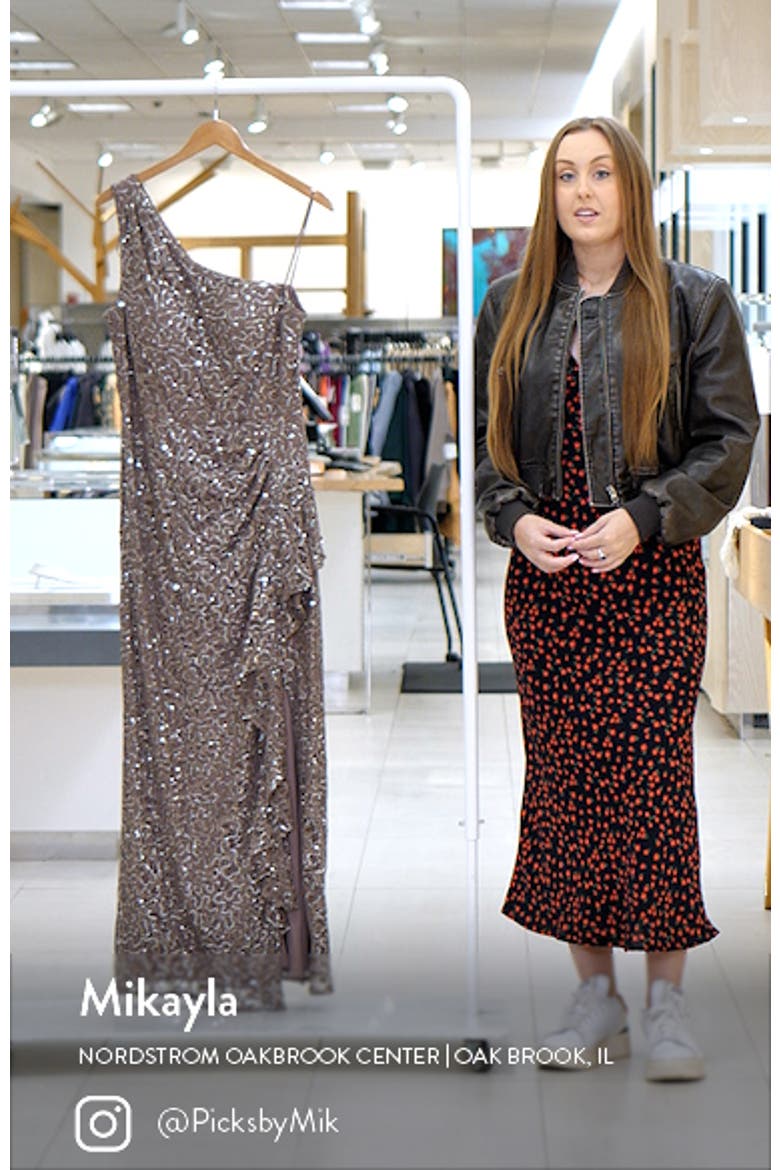One-Shoulder Sequin Lace A-Line Gown video