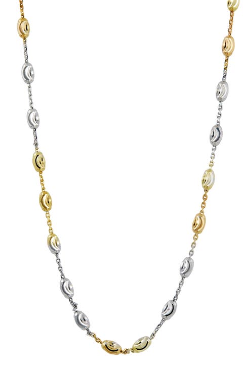 Tri Color Bead Station Chain Necklace