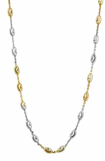 SAVVY CIE JEWELS Tri Color Bead Station Chain Necklace