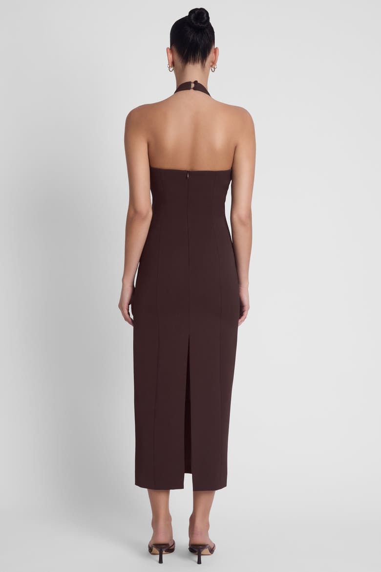 Helena Halter Midi Dress, Alternate, color, Brown