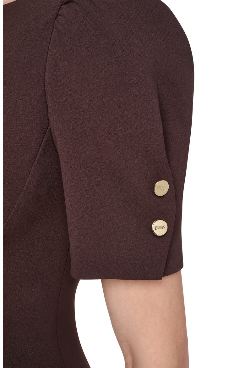 Ruched Puff Short Sleeve Sheath Dress, Alternate, color, CHOCOLATE