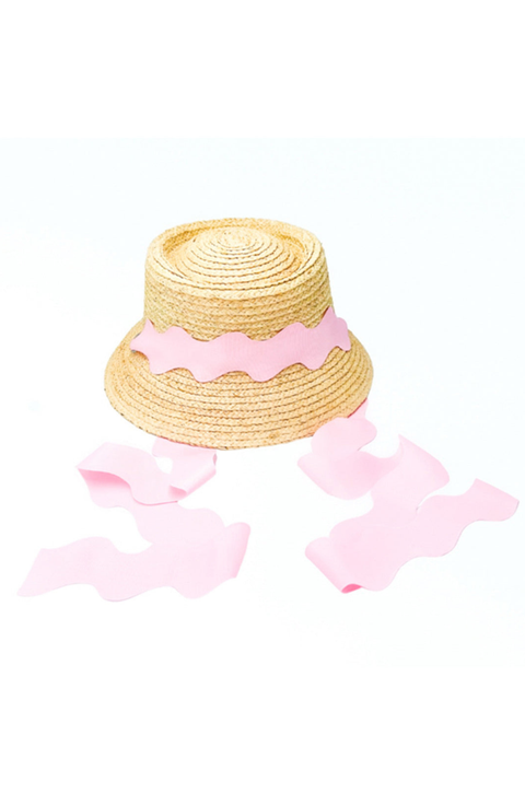 Straw Scalloped Ribbon Harbor Hat (Little Kid & Big Kid)