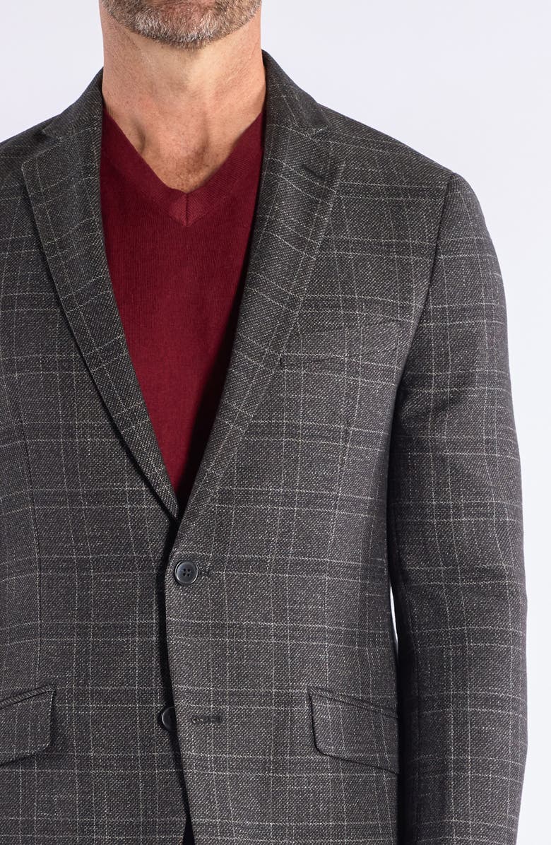SAVILE ROW CO Windowpane Knit Sport Coat, Alternate, color, Grey