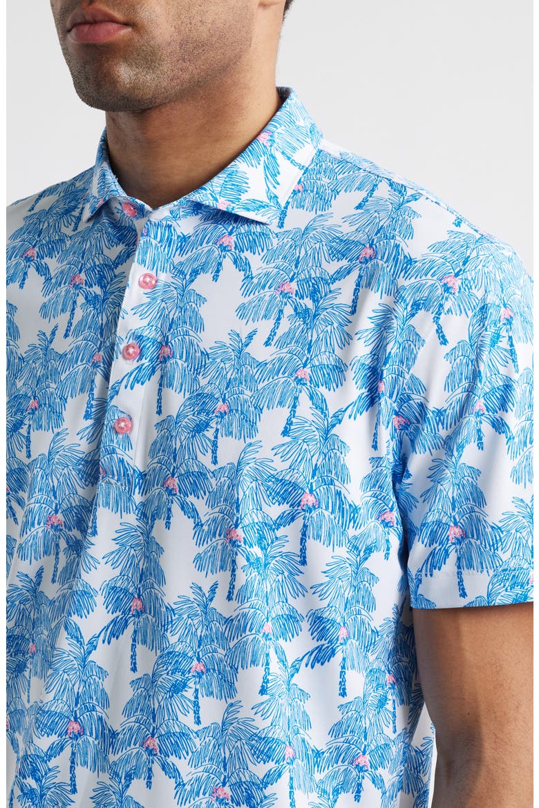 The Grove Palm Tree Print PREP-FORMANCE Golf Polo, Alternate, color, PALISADES BLUE