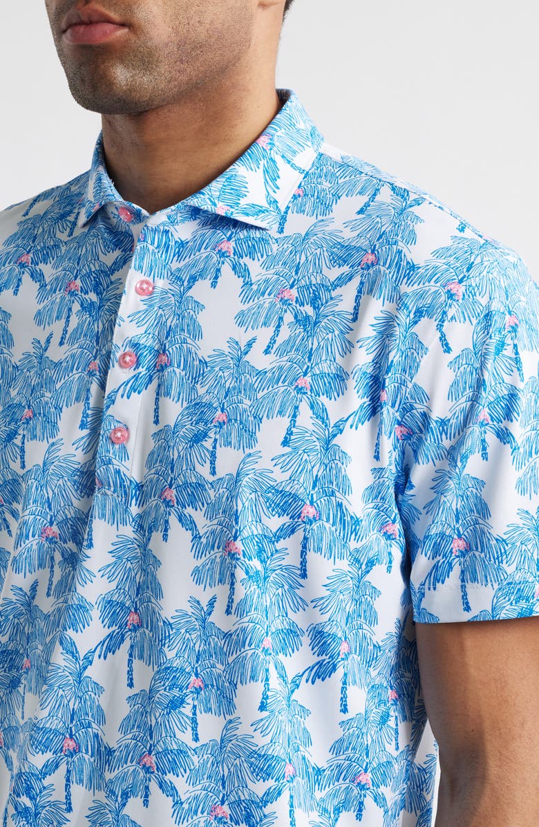 johnnie-O The Grove Palm Tree Print PREP-FORMANCE Golf Polo, Alternate, color, Palisades Blue