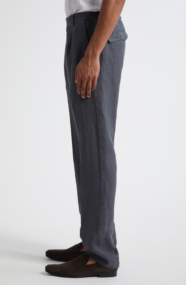 Massimo Alba Ionio2 Pleated Linen Canvas Dress Pants, Alternate, color, Ferro