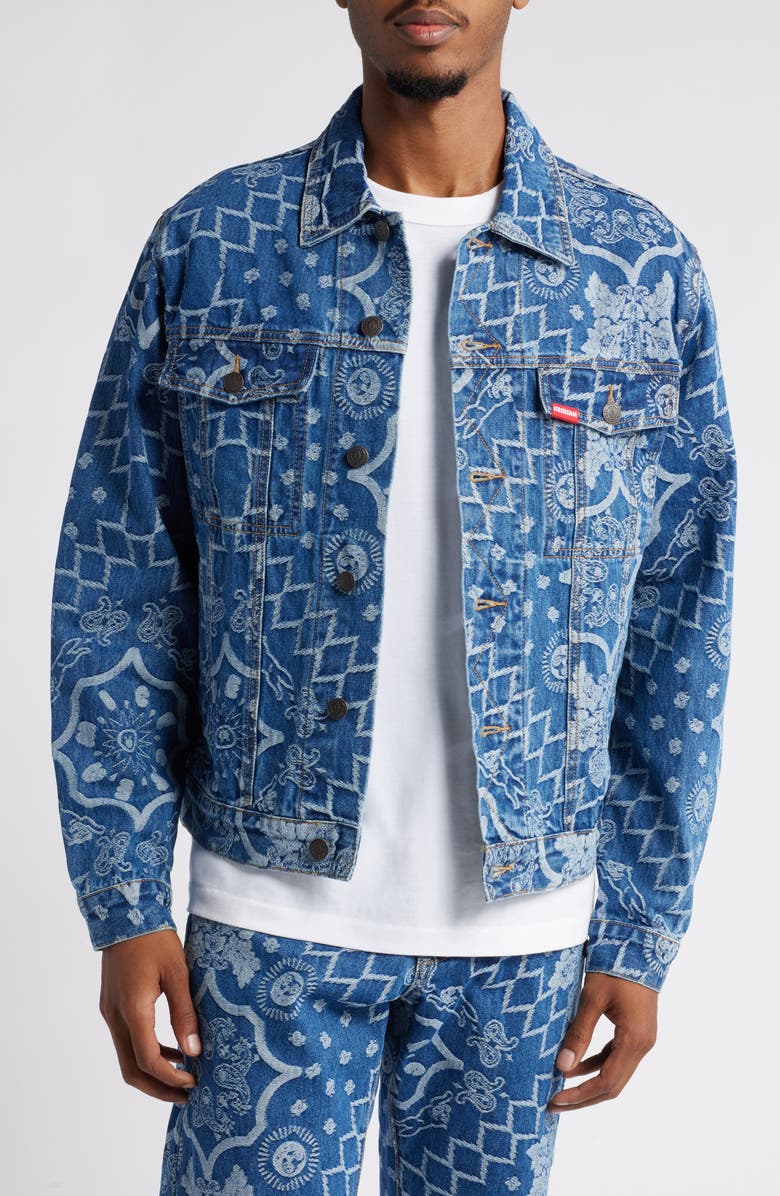 ICECREAM Blue Dreams Floral Jacquard Denim Trucker Jacket | Nordstrom