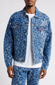 ICECREAM Blue Dreams Floral Jacquard Denim Trucker Jacket